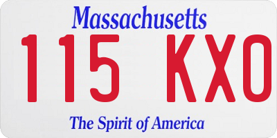 MA license plate 115KX0