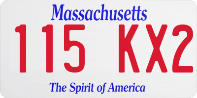 MA license plate 115KX2