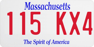 MA license plate 115KX4