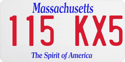 MA license plate 115KX5
