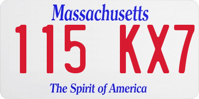 MA license plate 115KX7