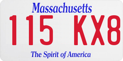 MA license plate 115KX8