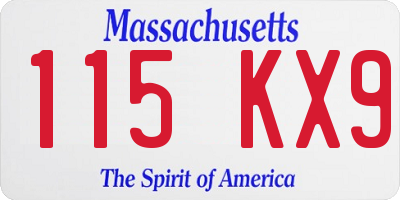 MA license plate 115KX9