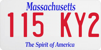 MA license plate 115KY2