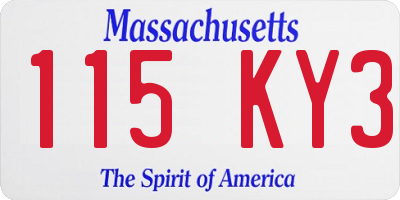 MA license plate 115KY3