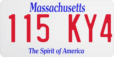 MA license plate 115KY4