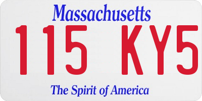 MA license plate 115KY5
