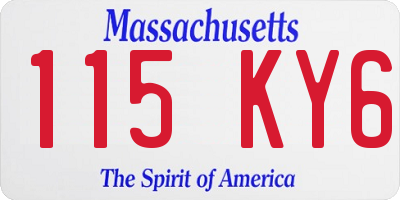 MA license plate 115KY6