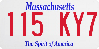 MA license plate 115KY7