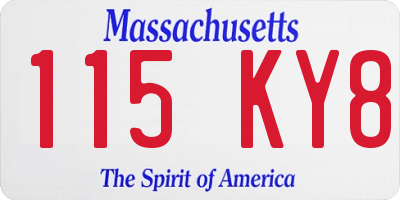 MA license plate 115KY8