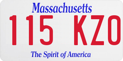 MA license plate 115KZ0