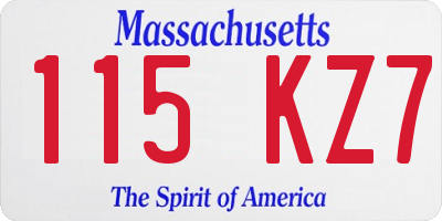 MA license plate 115KZ7