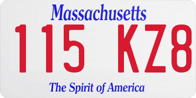 MA license plate 115KZ8