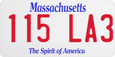 MA license plate 115LA3