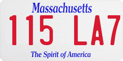 MA license plate 115LA7