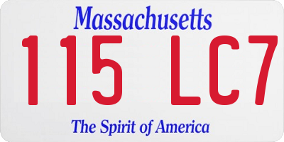 MA license plate 115LC7