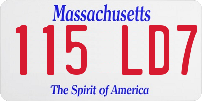 MA license plate 115LD7
