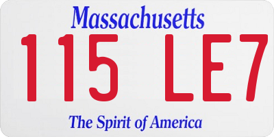 MA license plate 115LE7