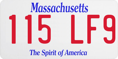 MA license plate 115LF9