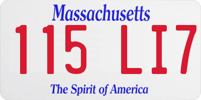 MA license plate 115LI7