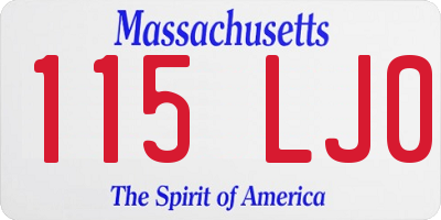 MA license plate 115LJ0