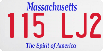 MA license plate 115LJ2