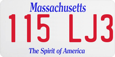 MA license plate 115LJ3