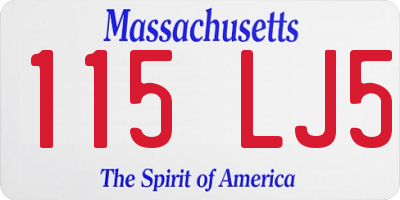 MA license plate 115LJ5