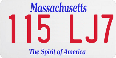 MA license plate 115LJ7