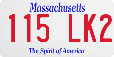 MA license plate 115LK2