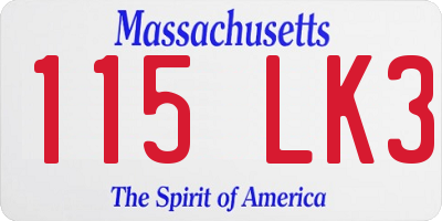 MA license plate 115LK3