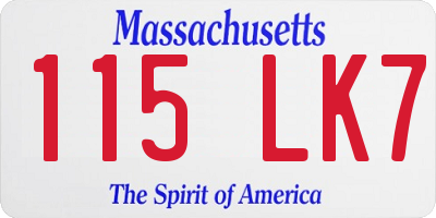 MA license plate 115LK7