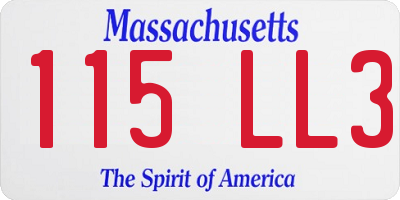 MA license plate 115LL3