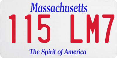 MA license plate 115LM7