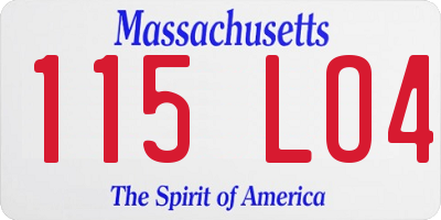 MA license plate 115LO4