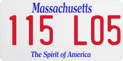 MA license plate 115LO5