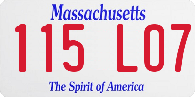 MA license plate 115LO7