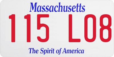 MA license plate 115LO8