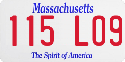MA license plate 115LO9