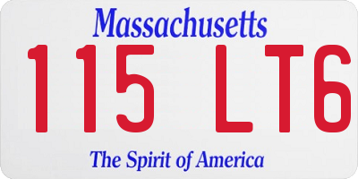 MA license plate 115LT6