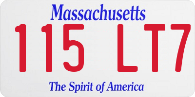 MA license plate 115LT7