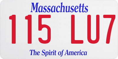 MA license plate 115LU7