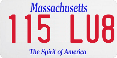 MA license plate 115LU8