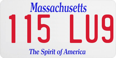 MA license plate 115LU9