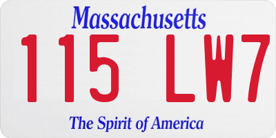 MA license plate 115LW7