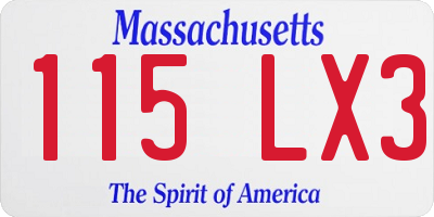 MA license plate 115LX3