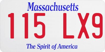 MA license plate 115LX9