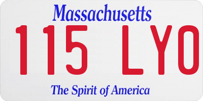 MA license plate 115LY0