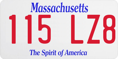 MA license plate 115LZ8