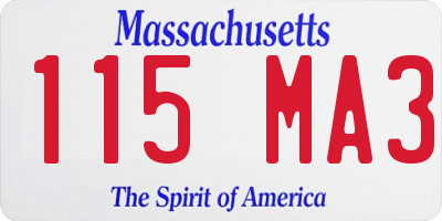 MA license plate 115MA3